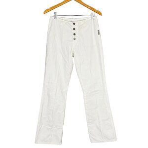 Vintage Silver Jeans White Cotton Button Fly Pants Size 28 Bootcut
